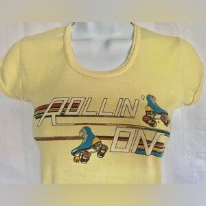 Vintage Roller Skate Derby Rollin’ On Baby Tee 70’s-80’s Small - Medium